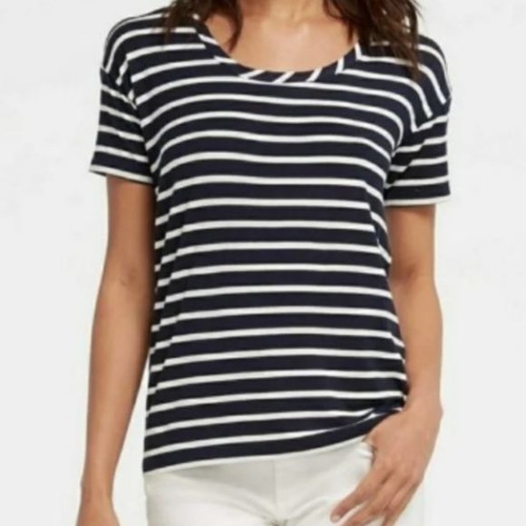 Draper James Tops - DRAPER JAMES Women's Supersoft Loose Fit Striped Tee Shirt Blue White Siz  Small